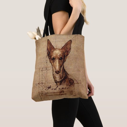 Leonardo Da Vinci Style Podenco Dog Tas (Dichtbij)