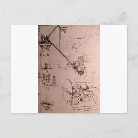 Leonardo da Vinci, tekeningen van machines Briefkaart (Voorkant)