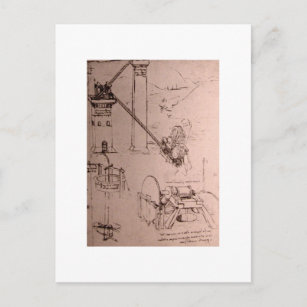 Leonardo da Vinci, tekeningen van machines Briefkaart