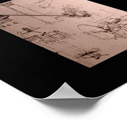 Leonardo da Vinci, tekeningen van machines Poster (Hoek)