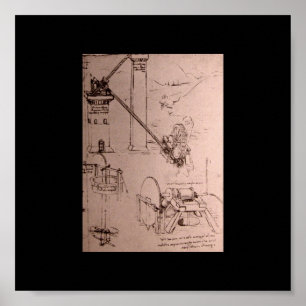 Leonardo da Vinci, tekeningen van machines Poster