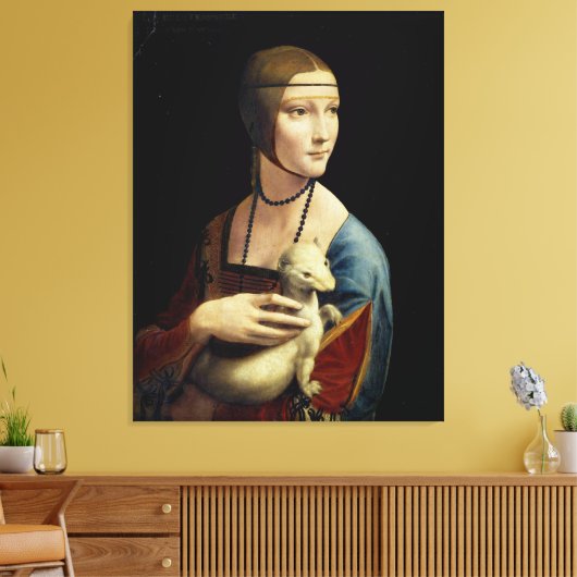 Leonardo da Vinci – The Lady with an Ermine Canvas Afdruk (Insitu (Woonkamer))
