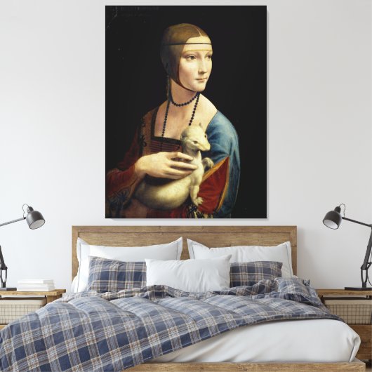 Leonardo da Vinci – The Lady with an Ermine Canvas Afdruk (Insitu (Slaapkamer))