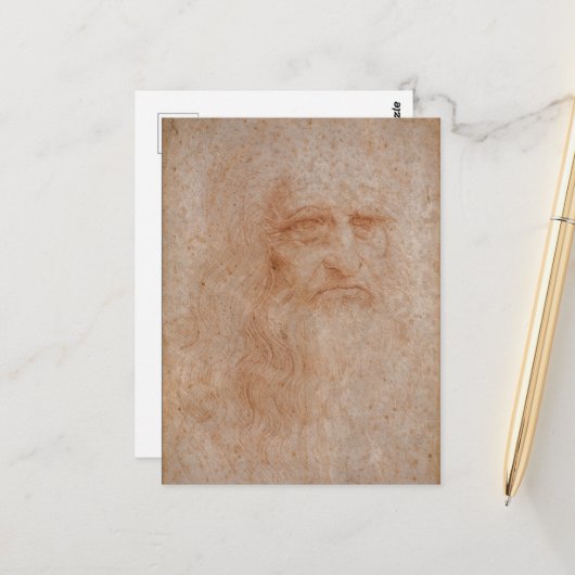 Leonardo da Vinci, vermoedelijk zelfportret Briefkaart (Voorkant / Achterkant in situ)