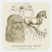 Leonardo da Vinci Vierkante Sticker (Voorkant)