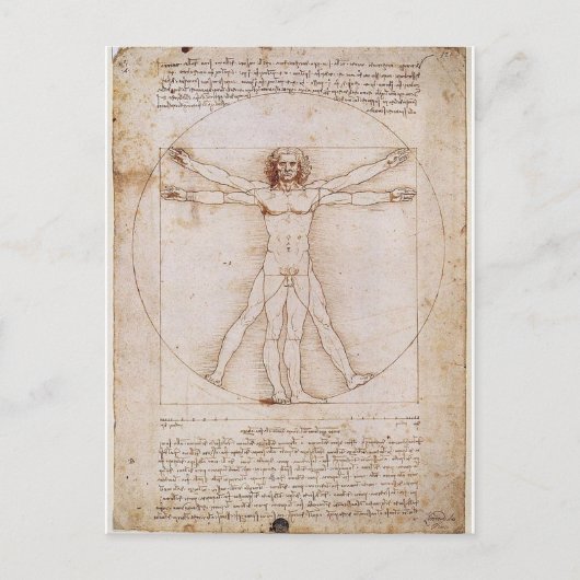 LEONARDO DA VINCI... VITRUVIAANS MAN ... 1490 BRIEFKAART (Voorkant)