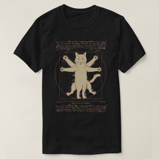 Leonardo Da Vinci Vitruvian cat lover Line Art abs T-shirt (Design voorkant)