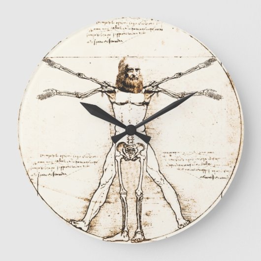 Leonardo Da Vinci Vitruvian Clock Grote Klok (Voorkant)