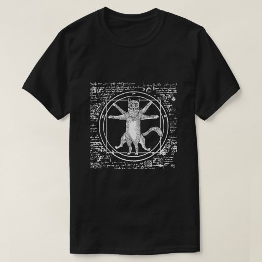 Leonardo Da Vinci Vitruvian houdt van katten T-shirt (Design voorkant)