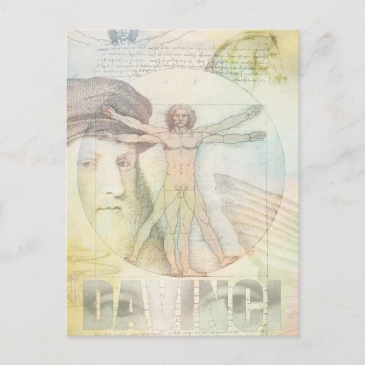 Leonardo Da Vinci Vitruvian Man Collage Briefkaart (Voorkant)