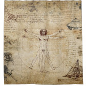 Leonardo Da Vinci Vitruvian Man collage Douchegordijn (Voorkant)