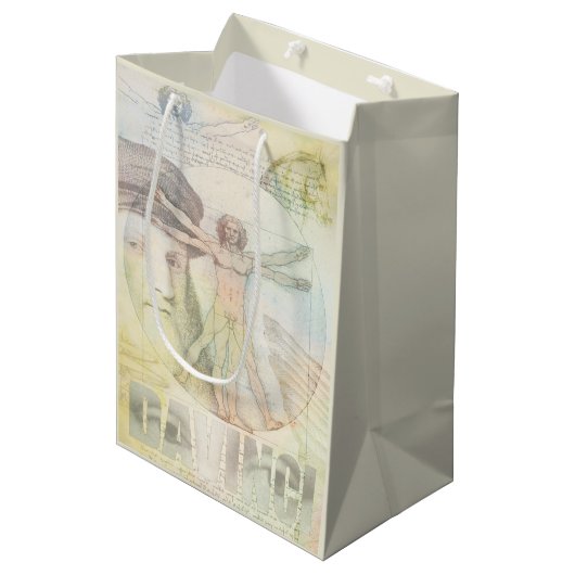 Leonardo Da Vinci Vitruvian Man Collage Medium Cadeauzakje (Voorkant Gekanteld)