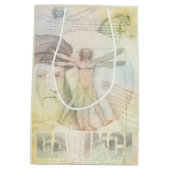 Leonardo Da Vinci Vitruvian Man Collage Medium Cadeauzakje (Achterkant)