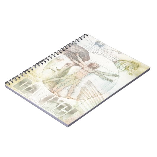 Leonardo Da Vinci Vitruvian Man Collage Notitieboek (Linkerzijde)