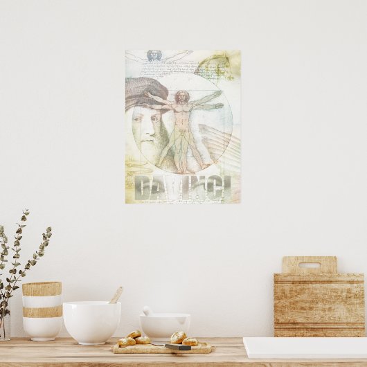 Leonardo Da Vinci Vitruvian Man Collage Poster (Keuken)