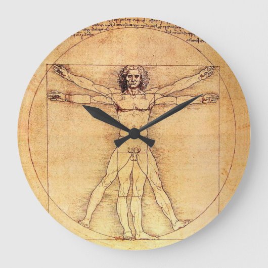Leonardo Da Vinci Vitruvian Man Grote Klok (Voorkant)