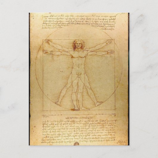 Leonardo Da Vinci - Vitruvian Man Painting Briefkaart (Voorkant)