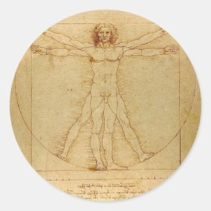 Leonardo Da Vinci - Vitruvian Man Painting Ronde Sticker