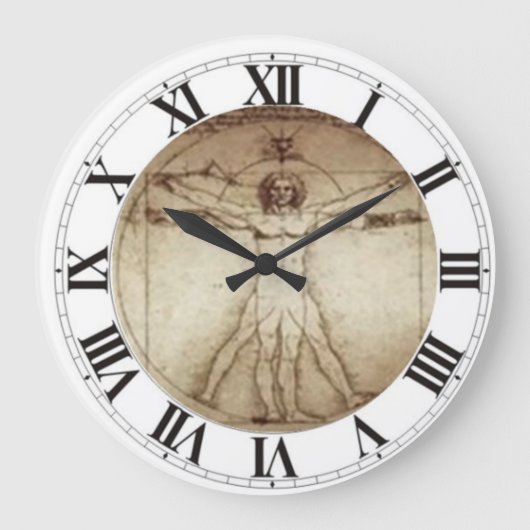 Leonardo da Vinci Vitruvian Man Wall Clock Grote Klok (Voorkant)