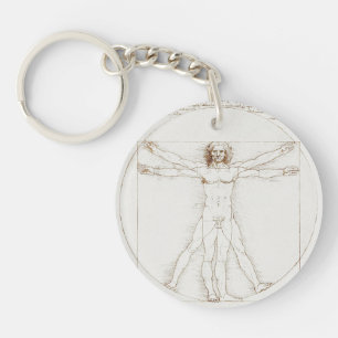 Leonardo da Vinci Vitruvianische Man Vintage Kunst Sleutelhanger