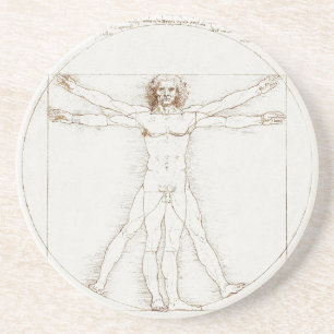 Leonardo da Vinci Vitruvianische Man Vintage Kunst Zandsteen Onderzetter