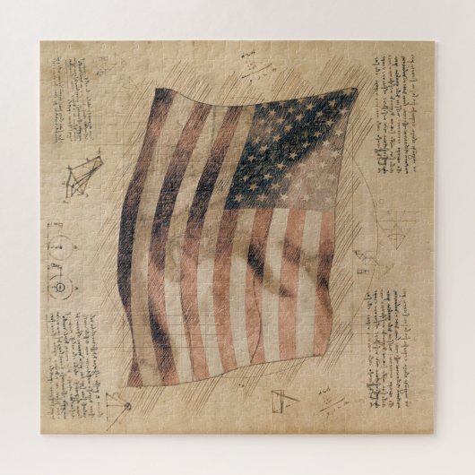  Leonardo Da Vinci Vlagreproductie Legpuzzel (Horizontaal)