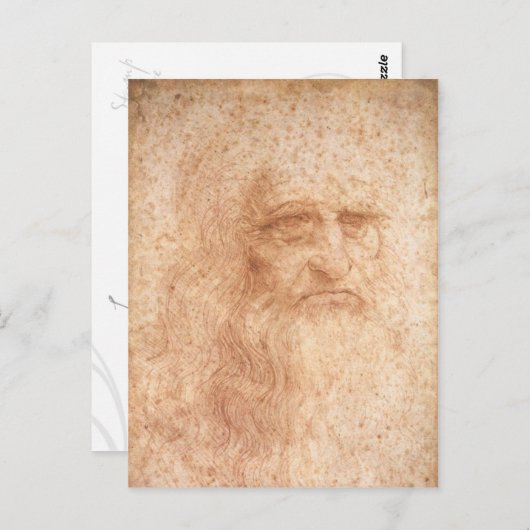 Leonardo da Vinci-zelfportret briefkaart (Voorkant / Achterkant)