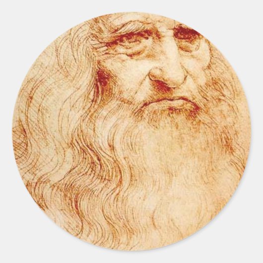 Leonardo Da Vinci Zelfportret circa 1510-1515 Ronde Sticker (Voorkant)