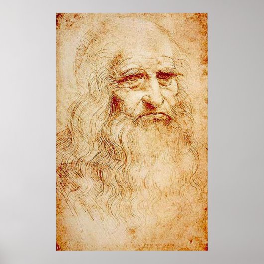 Leonardo Da Vinci - zelfportret Poster (Voorkant)