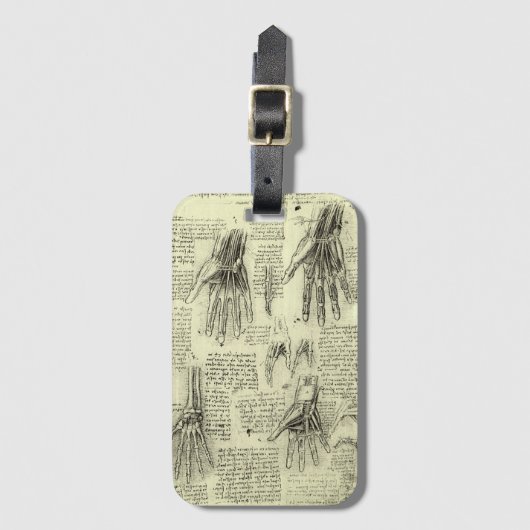 Leonardo da Vinci's anatomie van de menselijke han Bagagelabel (Voorkant (verticaal))