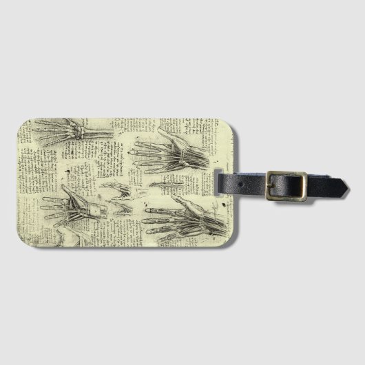 Leonardo da Vinci's anatomie van de menselijke han Bagagelabel (Voorkant (horizontaal))