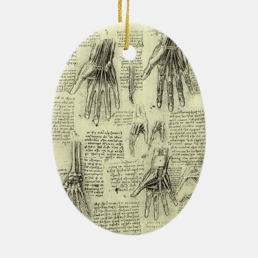 Leonardo da Vinci's anatomie van de menselijke han Keramisch Ornament (Achterkant)