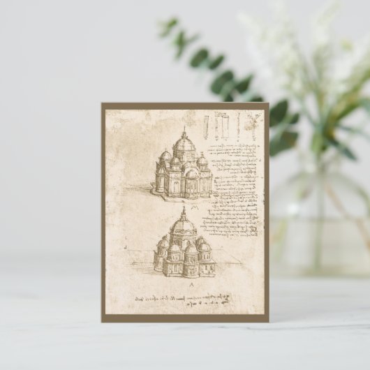 Leonardo da Vinci's Architectonische Kathedraalstu Briefkaart (Staand voorkant)