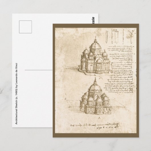 Leonardo da Vinci's Architectonische Kathedraalstu Briefkaart (Voorkant / Achterkant)
