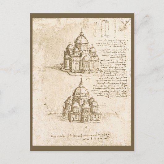 Leonardo da Vinci's Architectonische Kathedraalstu Briefkaart (Voorkant)