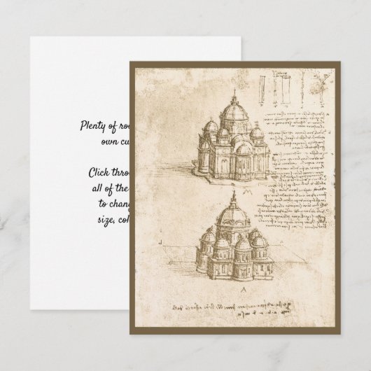 Leonardo da Vinci's Architectonische Kathedraalstu Kaart (Voorkant / Achterkant)