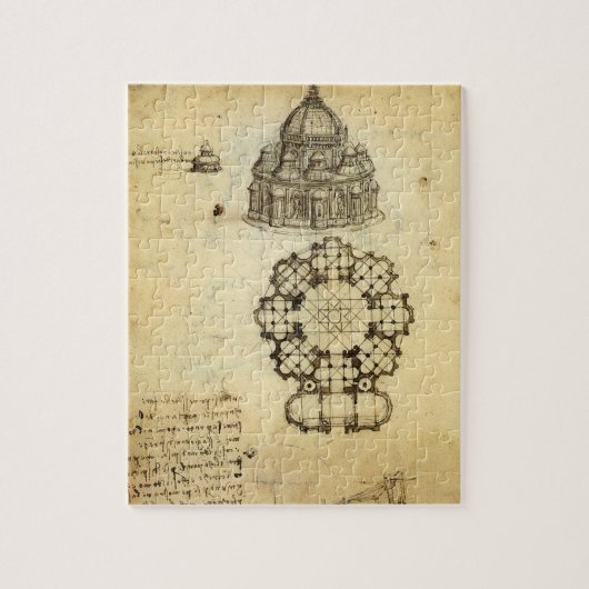 Leonardo da Vinci's Architectonische Kathedraalstu Legpuzzel (Verticaal)