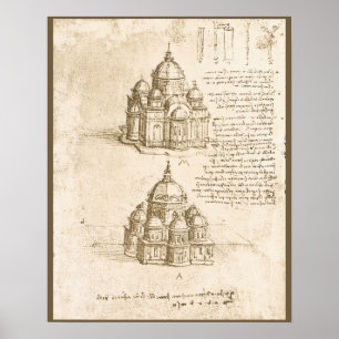 Leonardo da Vinci's Architectonische Kathedraalstu Poster