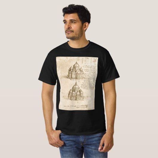 Leonardo da Vinci's Architectonische Kathedraalstu T-shirt (Voorkant volledig)