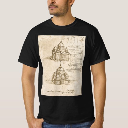 Leonardo da Vinci's Architectonische Kathedraalstu T-shirt (Voorkant)