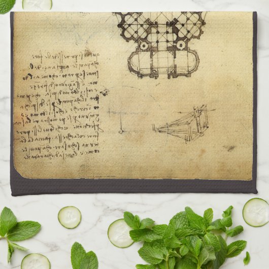 Leonardo da Vinci's Architectonische Kathedraalstu Theedoek (Gevouwen)