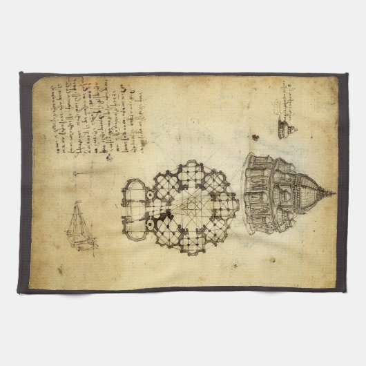 Leonardo da Vinci's Architectonische Kathedraalstu Theedoek (Horizontaal)