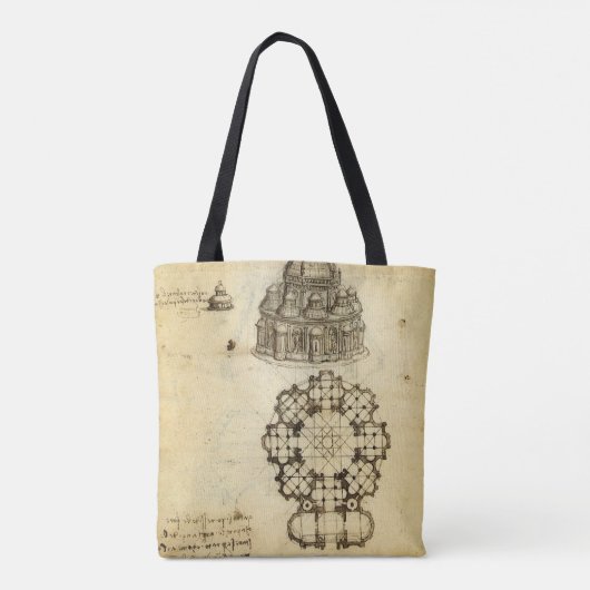 Leonardo da Vinci's Architectonische Kathedraalstu Tote Bag (Achterkant)