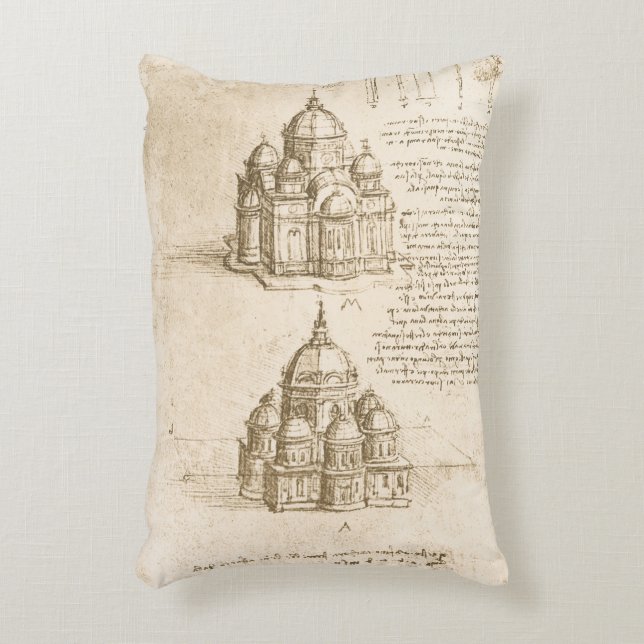 Leonardo da Vinci's Architecturale Kathedraal Stud Accent Kussen (Voorkant(Verticaal))