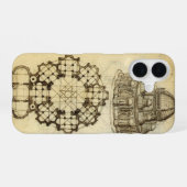 Leonardo da Vinci's Architecturale Kathedraal Stud iPhone 16 Hoesje (Achterkant horizontaal)