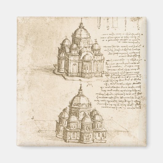 Leonardo da Vinci's Architecturale Kathedraal Stud Magneet (Voorkant)