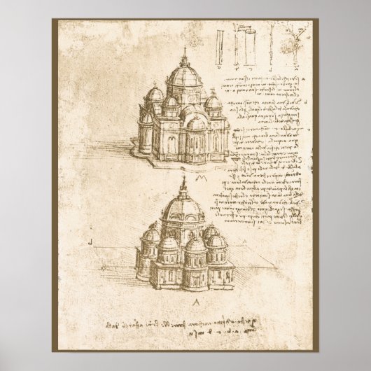 Leonardo da Vinci's Architecturale Kathedraal Stud Poster (Voorkant)