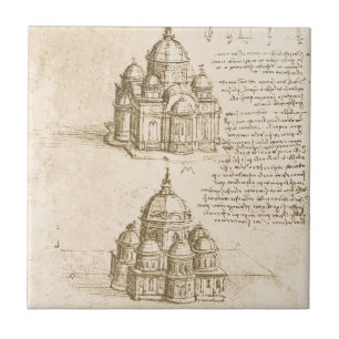 Leonardo da Vinci's Architecturale Kathedraal Stud Tegeltje