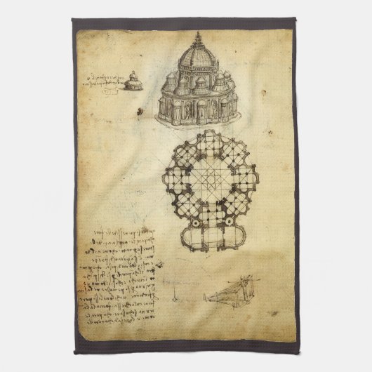 Leonardo da Vinci's Architecturale Kathedraal Stud Theedoek (Verticaal)