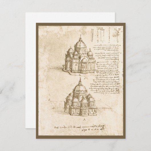 Leonardo da Vinci's architecturale kathedraalstudi Kaart (Voorkant / Achterkant)